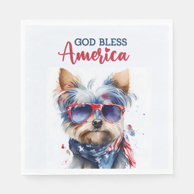 Patriotic Dog-Yorkie Napkin (Front)