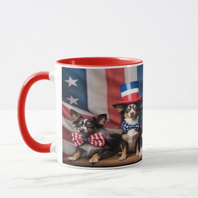 Patriotic Dogs 4th of July Mug (Left)