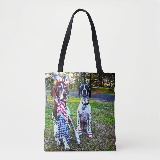 Patriotic Dogs & Fireworks All-Over-Print Tote Bag (Front)
