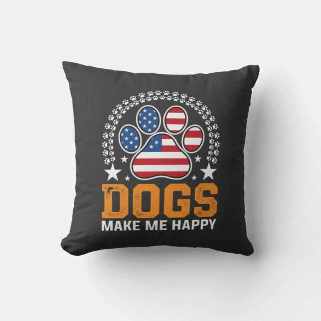 Patriotic Dogs Paw Print Vector Cushion (Front)