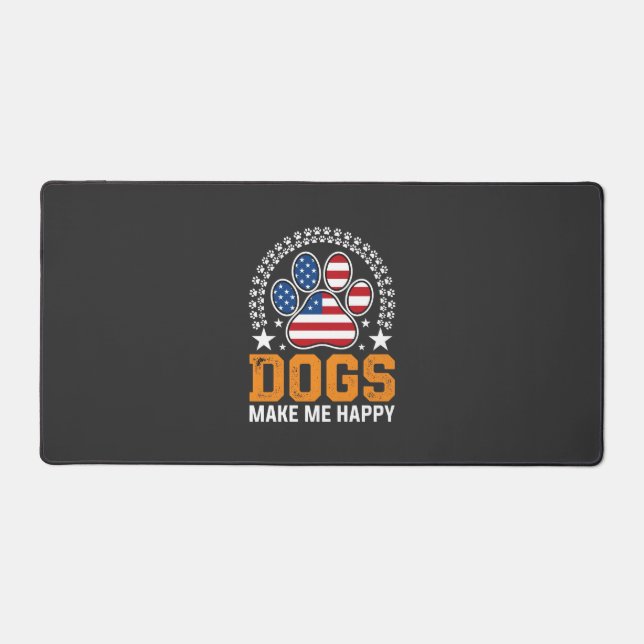 Patriotic Dogs Paw Print Vector Desk Mat (Front)