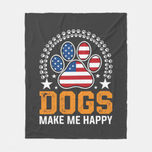 Patriotic Dogs Paw Print Vector Fleece Blanket