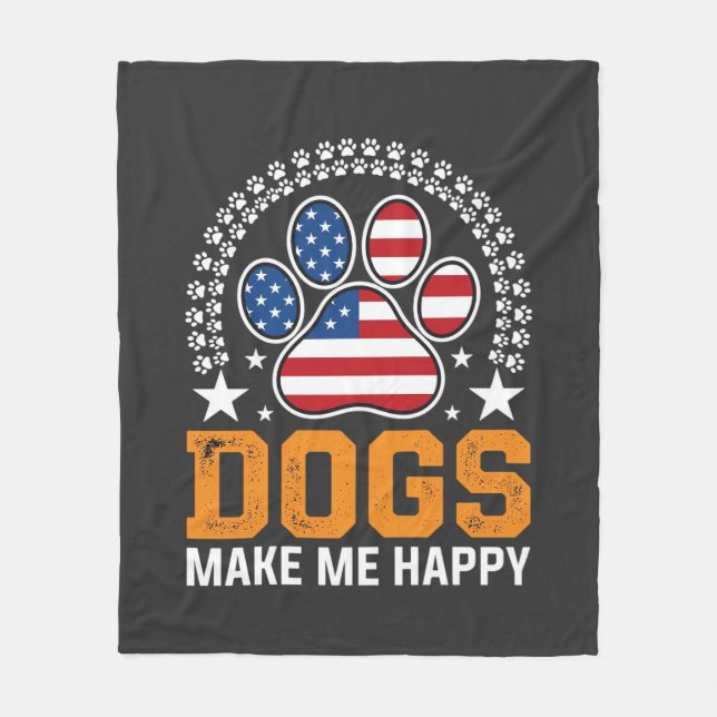 Patriotic Dogs Paw Print Vector Fleece Blanket (Front)