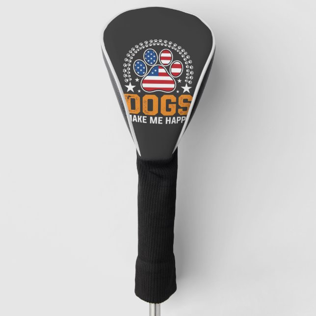 Patriotic Dogs Paw Print Vector Golf Head Cover (Front)