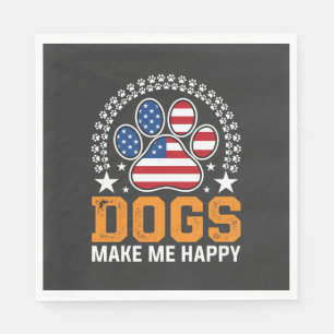 Patriotic Dogs Paw Print Vector Napkin