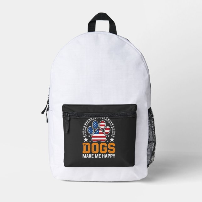 Patriotic Dogs Paw Print Vector Printed Backpack (Front)