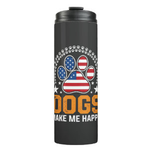 Patriotic Dogs Paw Print Vector Thermal Tumbler