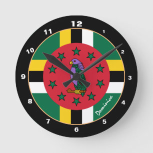 Patriotic Dominica Flag & Dominica Home / design Round Clock