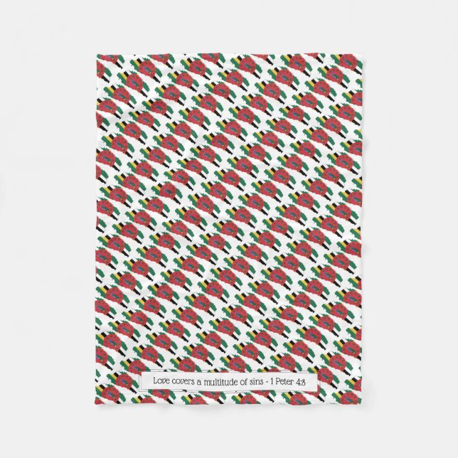 Patriotic DOMINICA MAP Customisable Scriptur Fleece Blanket (Front)