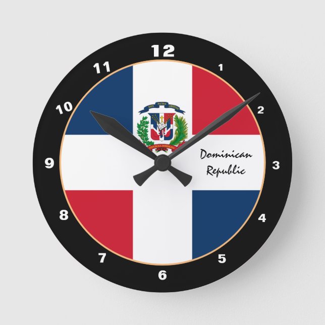 Patriotic Dominican Flag, Dominican Republic Home Round Clock (Front)