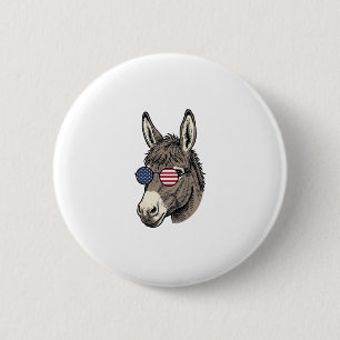 Patriotic Donkey Sunglasses Vintage Shirt Design_1 6 Cm Round Badge