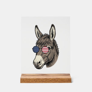 Patriotic Donkey Sunglasses Vintage Shirt Design_1 Acrylic Sign