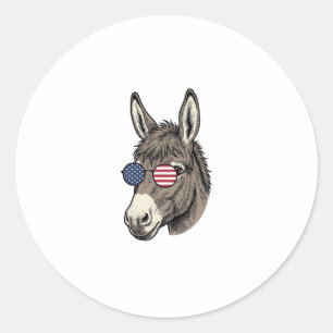 Patriotic Donkey Sunglasses Vintage Shirt Design_1 Classic Round Sticker