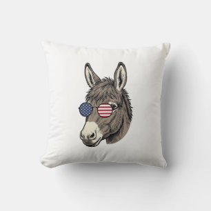 Patriotic Donkey Sunglasses Vintage Shirt Design_1 Cushion
