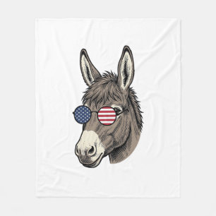 Patriotic Donkey Sunglasses Vintage Shirt Design_1 Fleece Blanket