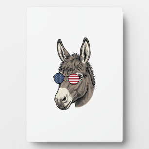 Patriotic Donkey Sunglasses Vintage Shirt Design_1 Plaque