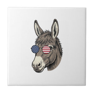Patriotic Donkey Sunglasses Vintage Shirt Design_1 Tile