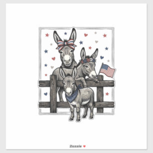 Patriotic Donkeys Vintage 4th of July Shirt Design