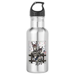 Patriotic Donkeys Vintage 4th of July Shirt Design 532 Ml Water Bottle