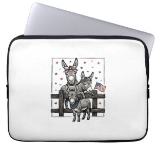 Patriotic Donkeys Vintage 4th of July Shirt Design Laptop Sleeve
