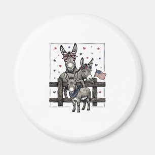 Patriotic Donkeys Vintage 4th of July Shirt Design Magnet