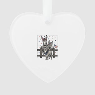 Patriotic Donkeys Vintage 4th of July Shirt Design Ornament