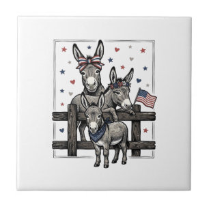 Patriotic Donkeys Vintage 4th of July Shirt Design Tile