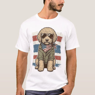 Patriotic Doodle Dog Vintage Engraving Shirt Desig