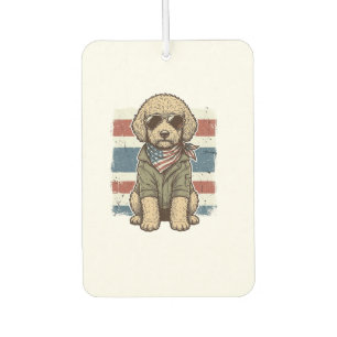 Patriotic Doodle Dog Vintage Engraving Shirt Desig Car Air Freshener