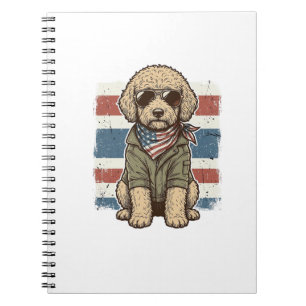Patriotic Doodle Dog Vintage Engraving Shirt Desig Notebook