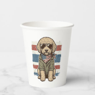 Patriotic Doodle Dog Vintage Engraving Shirt Desig Paper Cups