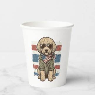 Patriotic Doodle Dog Vintage Engraving Shirt Desig Paper Cups