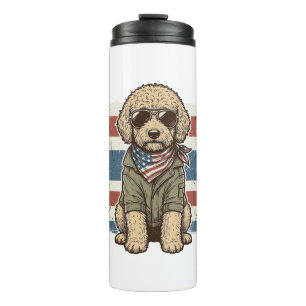 Patriotic Doodle Dog Vintage Engraving Shirt Desig Thermal Tumbler