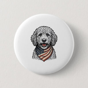 Patriotic Doodle Dog Vintage Engraving Vector Desi 6 Cm Round Badge