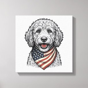 Patriotic Doodle Dog Vintage Engraving Vector Desi Canvas Print