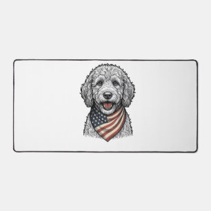 Patriotic Doodle Dog Vintage Engraving Vector Desi Desk Mat