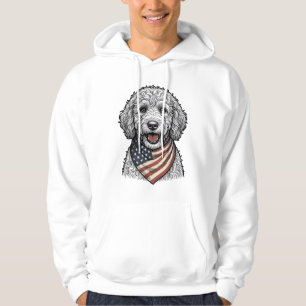 Patriotic Doodle Dog Vintage Engraving Vector Desi Hoodie