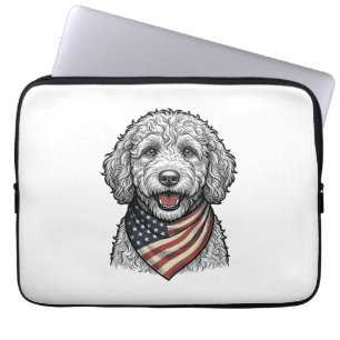 Patriotic Doodle Dog Vintage Engraving Vector Desi Laptop Sleeve