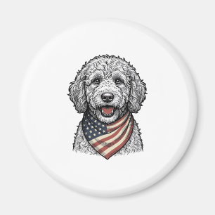 Patriotic Doodle Dog Vintage Engraving Vector Desi Magnet