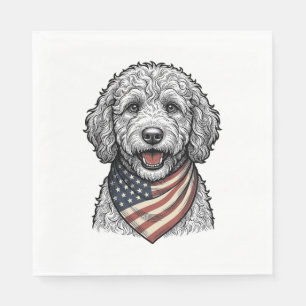 Patriotic Doodle Dog Vintage Engraving Vector Desi Napkin