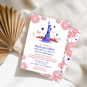Patriotic Doodle Independence Day BBQ Invitation