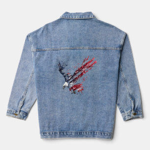 Patriotic double exposure eagle American flag Denim Jacket