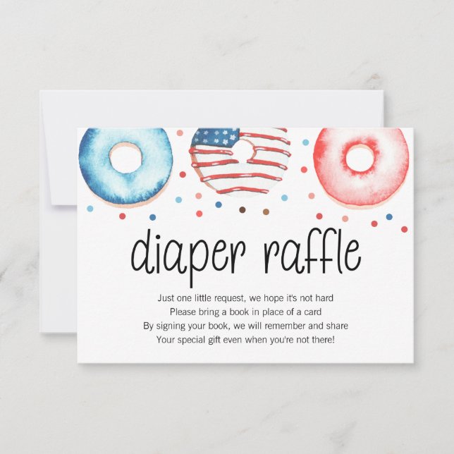 Patriotic Doughnut Baby Sprinkle Diaper Raffle Car Thank You Card (Front)