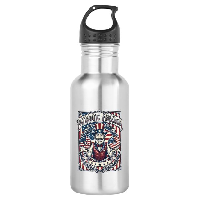 Patriotic Doughnut Lover Vector Graphic Tee_1 532 Ml Water Bottle (Front)