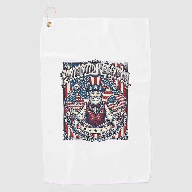 Patriotic Doughnut Lover Vector Graphic Tee_1 Golf Towel (Front)