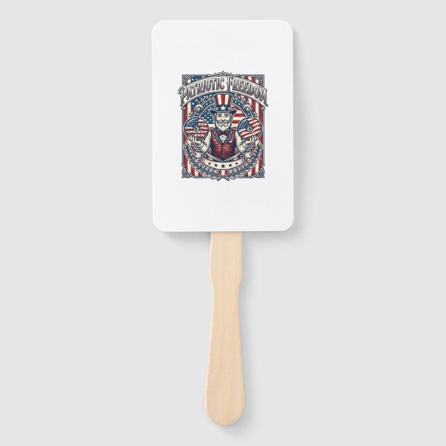 Patriotic Doughnut Lover Vector Graphic Tee_1 Hand Fan (Front)