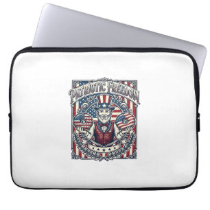 Patriotic Doughnut Lover Vector Graphic Tee_1 Laptop Sleeve
