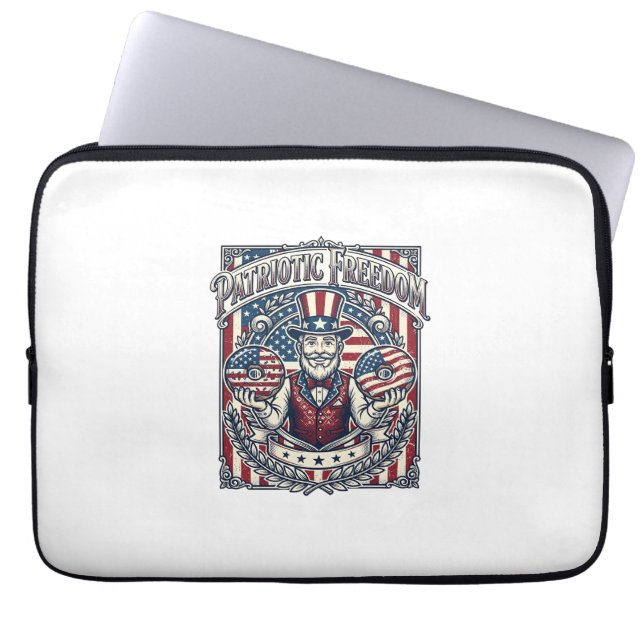 Patriotic Doughnut Lover Vector Graphic Tee_1 Laptop Sleeve (Front)