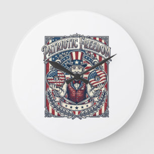 Patriotic Doughnut Lover Vector Graphic Tee_1 Large Clock