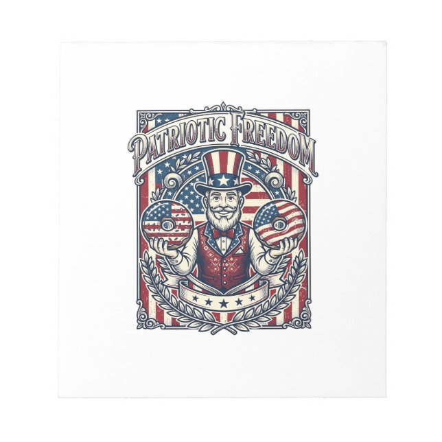 Patriotic Doughnut Lover Vector Graphic Tee_1 Notepad (Front)